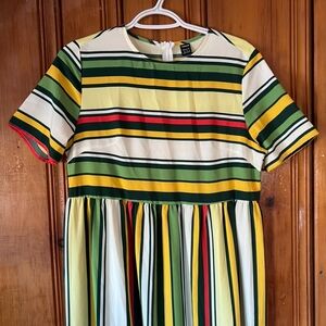 Colorful Striped Short Sleeve Dress